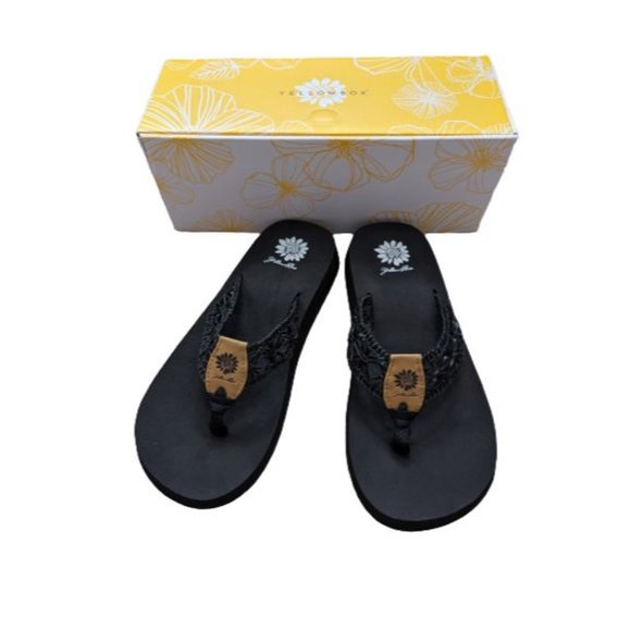 Yellow Box Shoes - Yellow Box Black Lisabet Flip Flops 8.5M